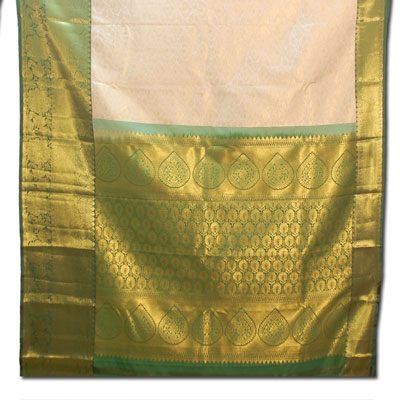 "Halfwhite  fancy kanchi saree DSEM-34 - Click here to View more details about this Product